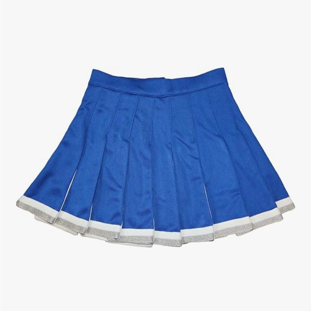 Blue Pleated Skirt with White Trim
